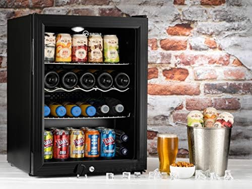 Super65 LED - Table-Top Fridge | 65L Beer, Wine & Drinks Fridge | LED Light + Lock & Key | Energy Efficient (Black)