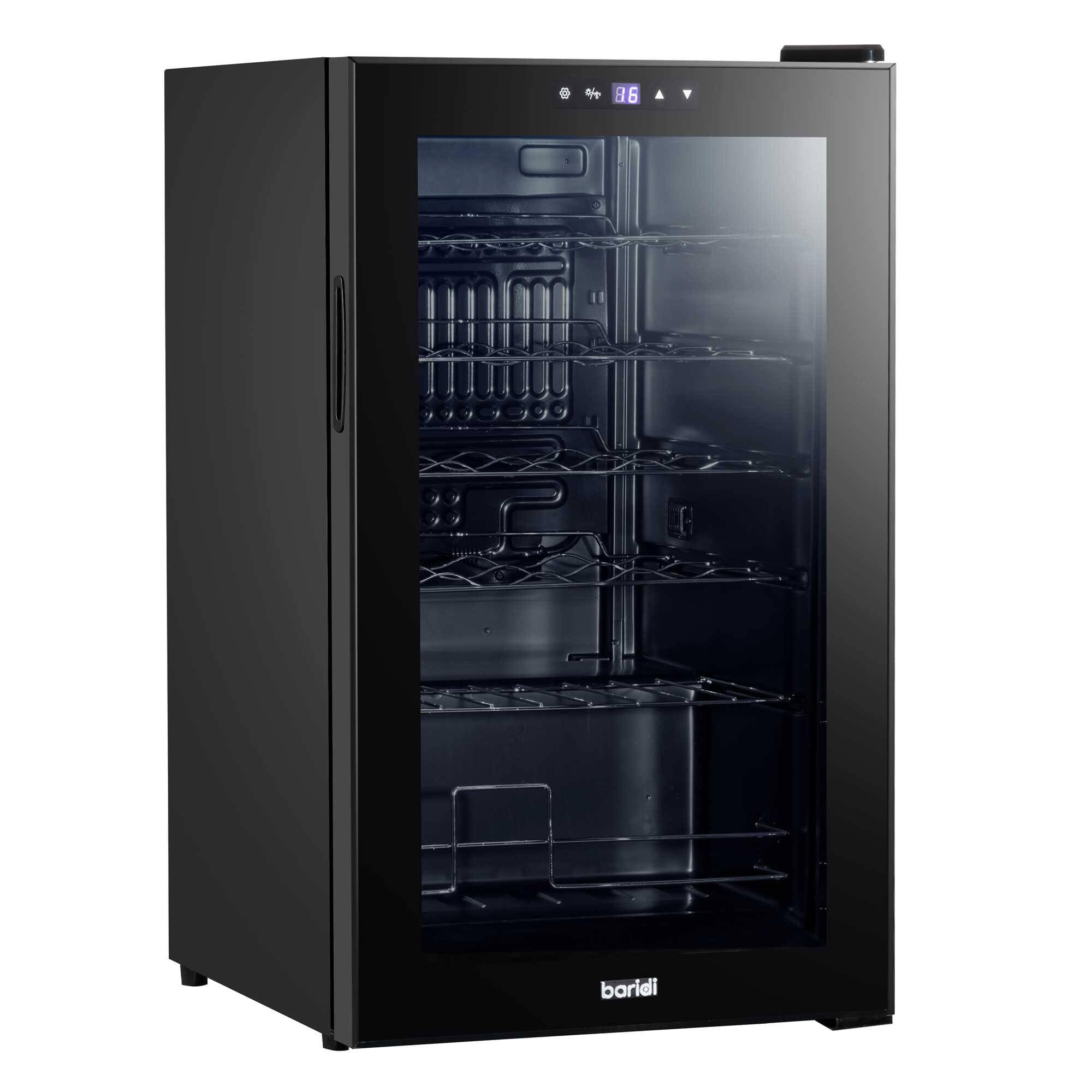 24 Bottle Wine Cooler Fridge with Digital Touch Screen Controls & LED Light, Black - DH9