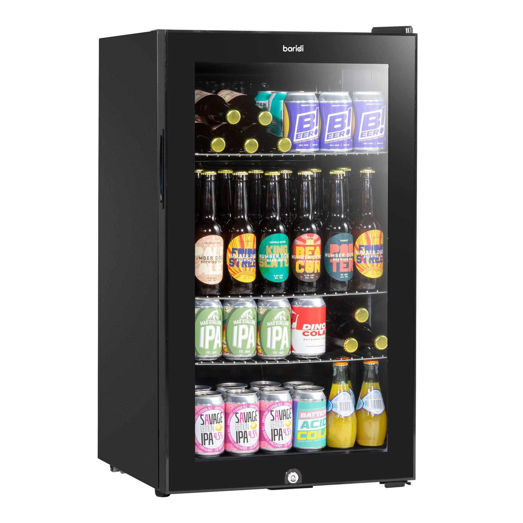 85L Under Counter Drinks/Beer & Wine Cooler Fridge with Light, Black - DH13