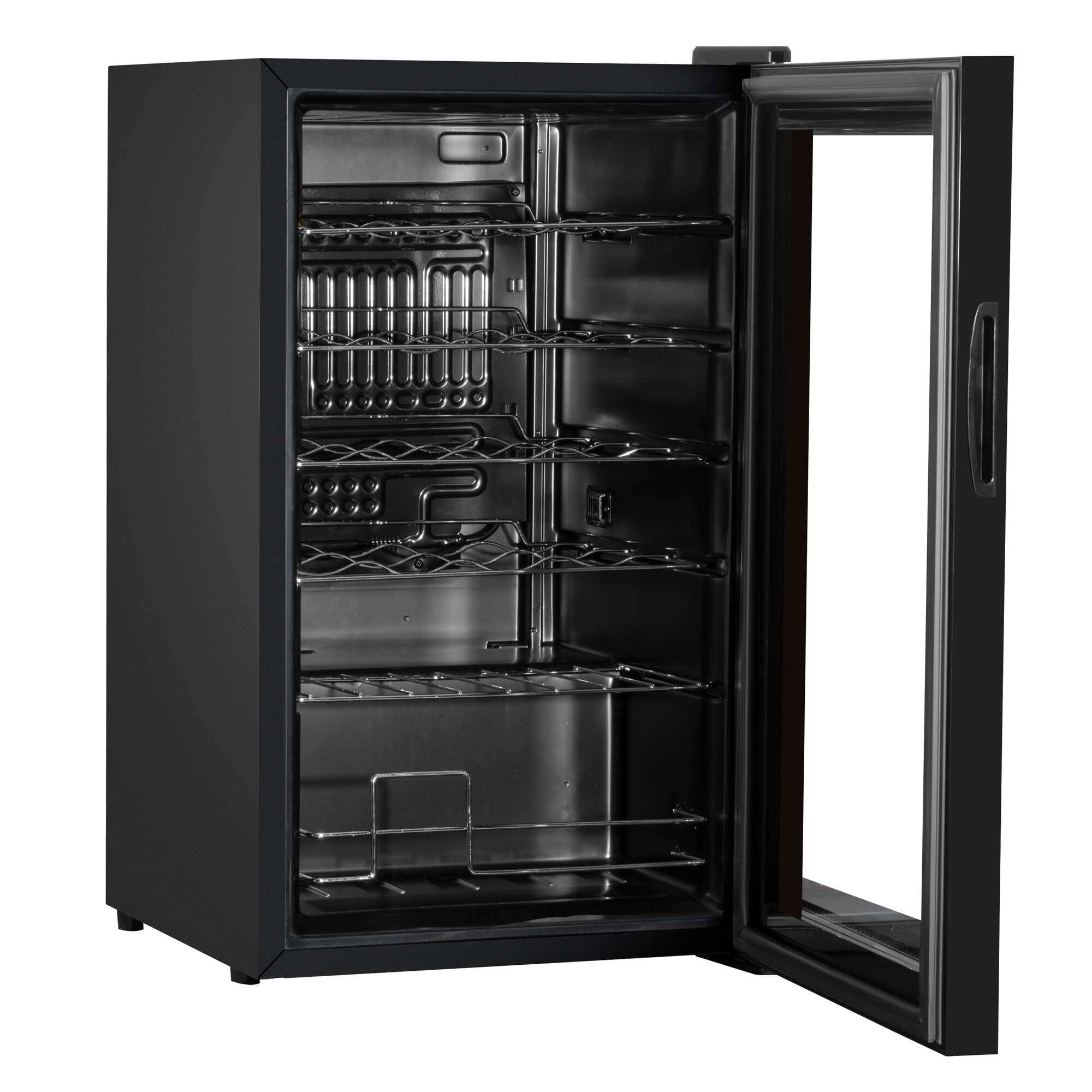 24 Bottle Wine Cooler Fridge with Digital Touch Screen Controls & LED Light, Black - DH9