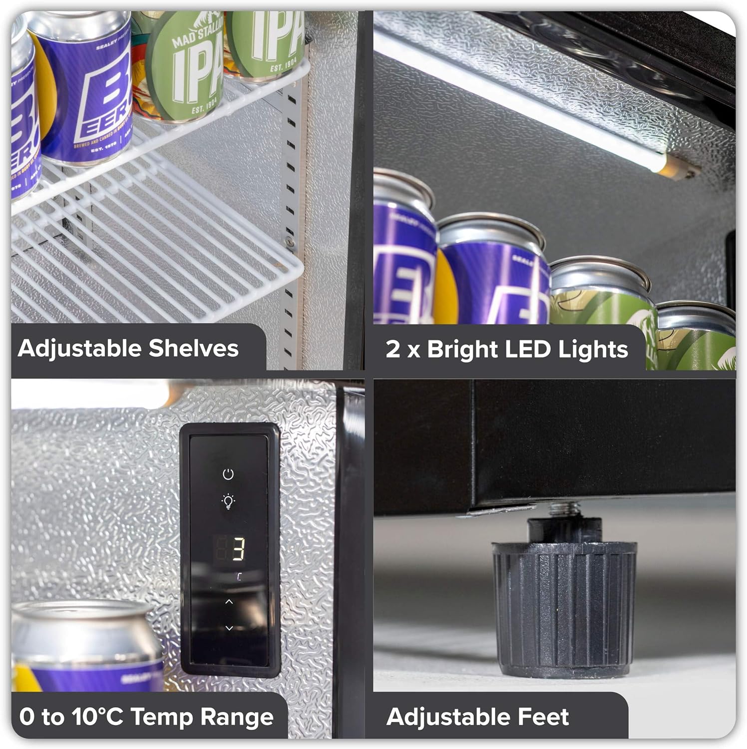 Back Bar Drinks Fridge with Hinged Double Door, 190L Capacity - DH272