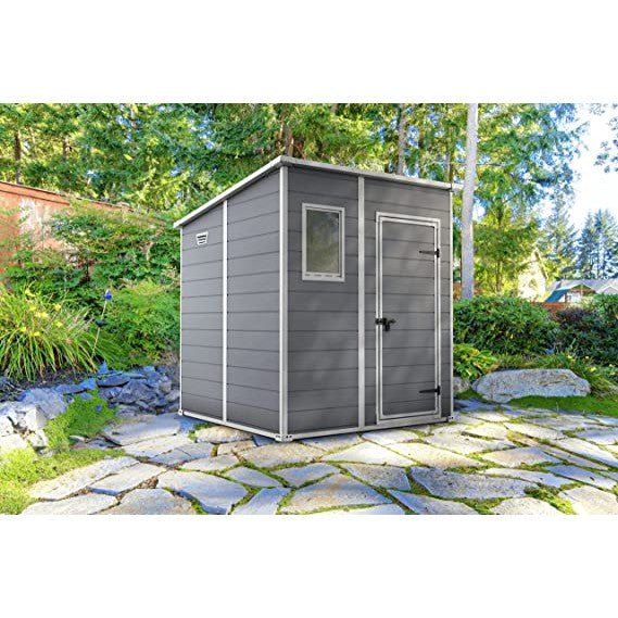 6 x 6 Manor Plastic Pent Garden Storage Shed – Grey